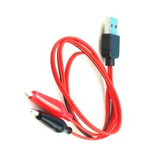 2PCS Alligator Test Clips Clamp to USB Male Connector Power Supply Adapter 75CM
