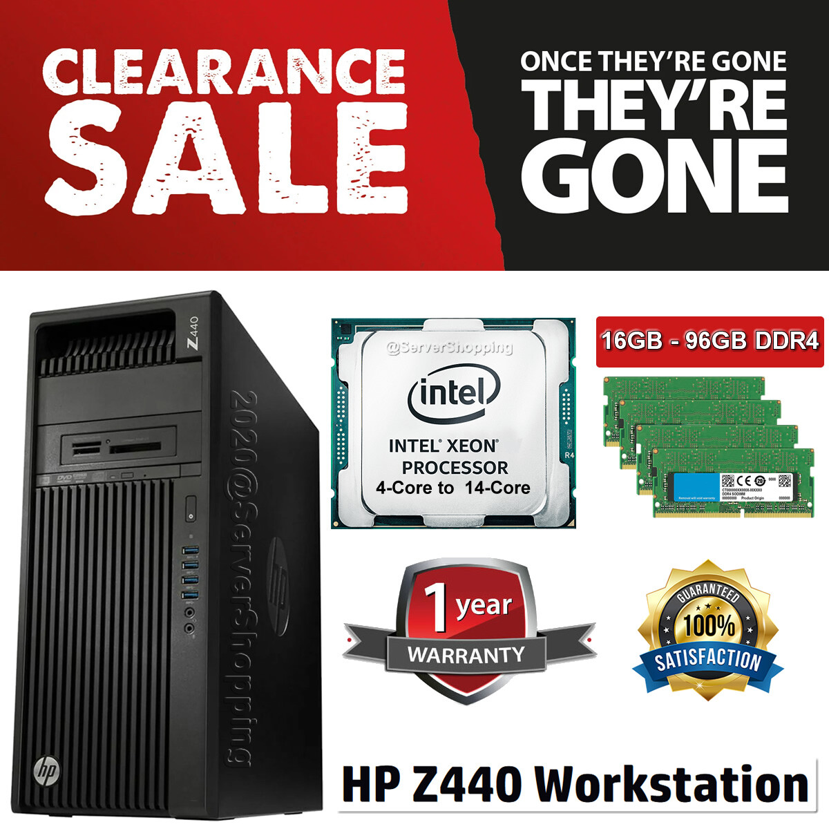 HP Z440 Workstation Xeon upto 14-CORE E5-2680v4 3.30GHz 32GB 64GB