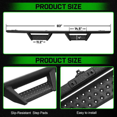 For 2020-2025 Jeep Gladiator JT 4 Door Drop Side Step Running Board Nerf Bar - Picture 8 of 10