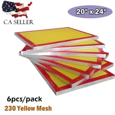 USA 6pcs 20" x 24" Aluminum Frame Silk Screen Printing Screens 230 Yellow Mesh