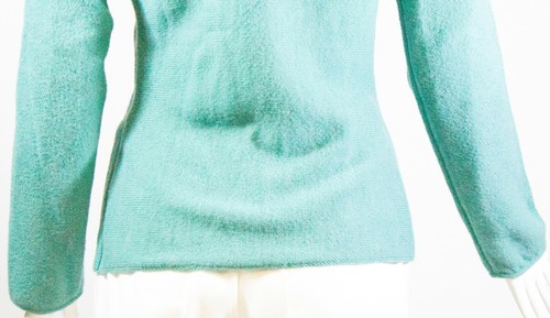 GIORGIO ARMANI Teal Green Ruffle Panel Zip Front Alpaca Knit Sweater Jacket 40 - Picture 12 of 12
