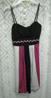 Trixxi Dress Size M Juniors Black Gray Pink Pull Over Straps Padded Front Bra 