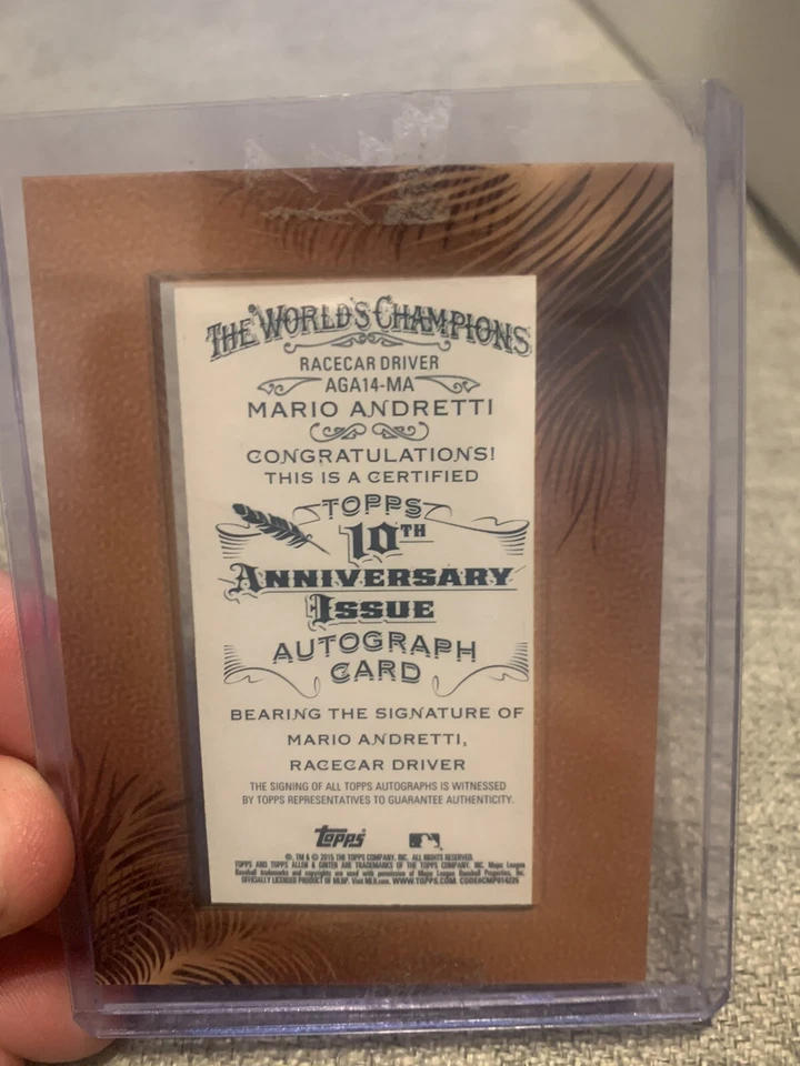 2015 Topps Allen & Ginter Mario Andretti 10th Anniversary Auto /10 F1 Indy - Image 2 of 2