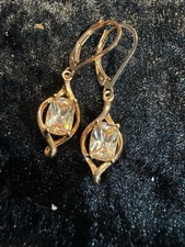 PAJ Sterling Silver Drop Earrings CZ Rose Gold Tone