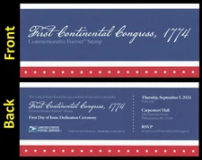 US 5939 First Continental Congress 1774 First Day of Ceremony Invitation 2024
