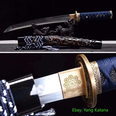 Qing Long Short Knife Japan Sword Ninja Tanto Katana T10 Tempered Dagger #1270