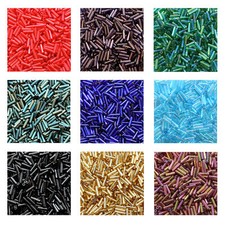 Miyuki Japanese Seed Beads Bugle Silver Lined, Matte, Luster, Metallic Colors