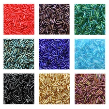 Miyuki Japanese Seed Beads Bugle Silver Lined, Matte, Luster, Metallic Colors