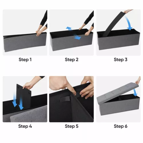 Folding Storage Ottoman Bench Foot Rest Foot Stool for Bedroom Entryway Indoor - Imagen 6 de 93