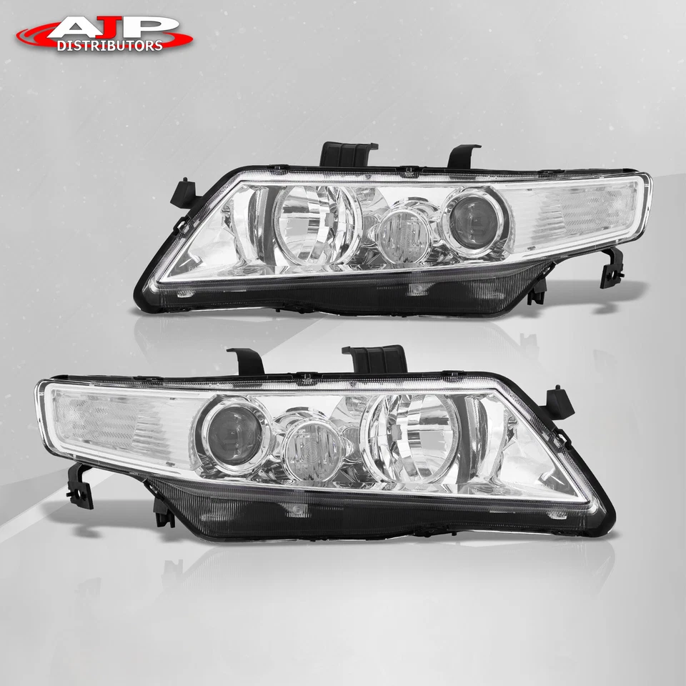 Chrome Clear OE Style Replacement Head Lights Lamps Pair For 2004-2008 Acura TSX Foto 3 de 4