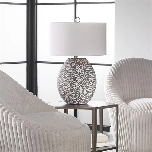 Uttermost Cyprien Transitional Iron Ceramic and Fabric Table Lamp in Gray - Picture 8 of 9