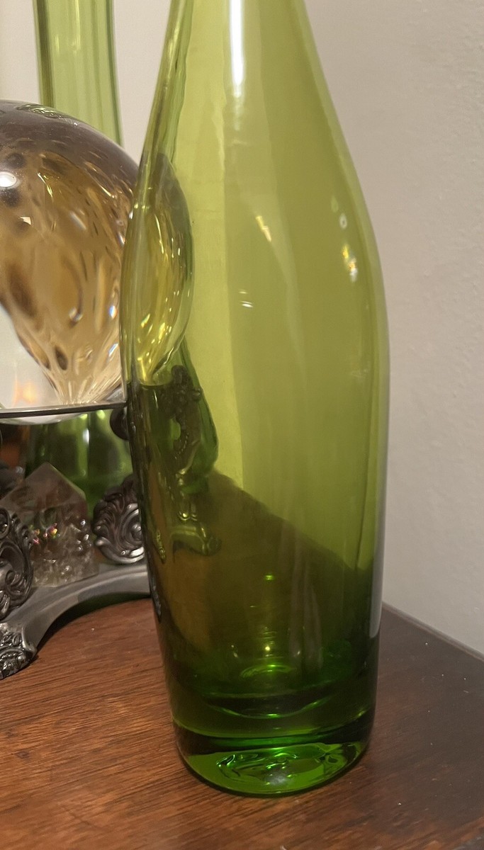 Vintage Blenko Blown Glass Swung Vase (64B) Olive Green 1960's | eBay