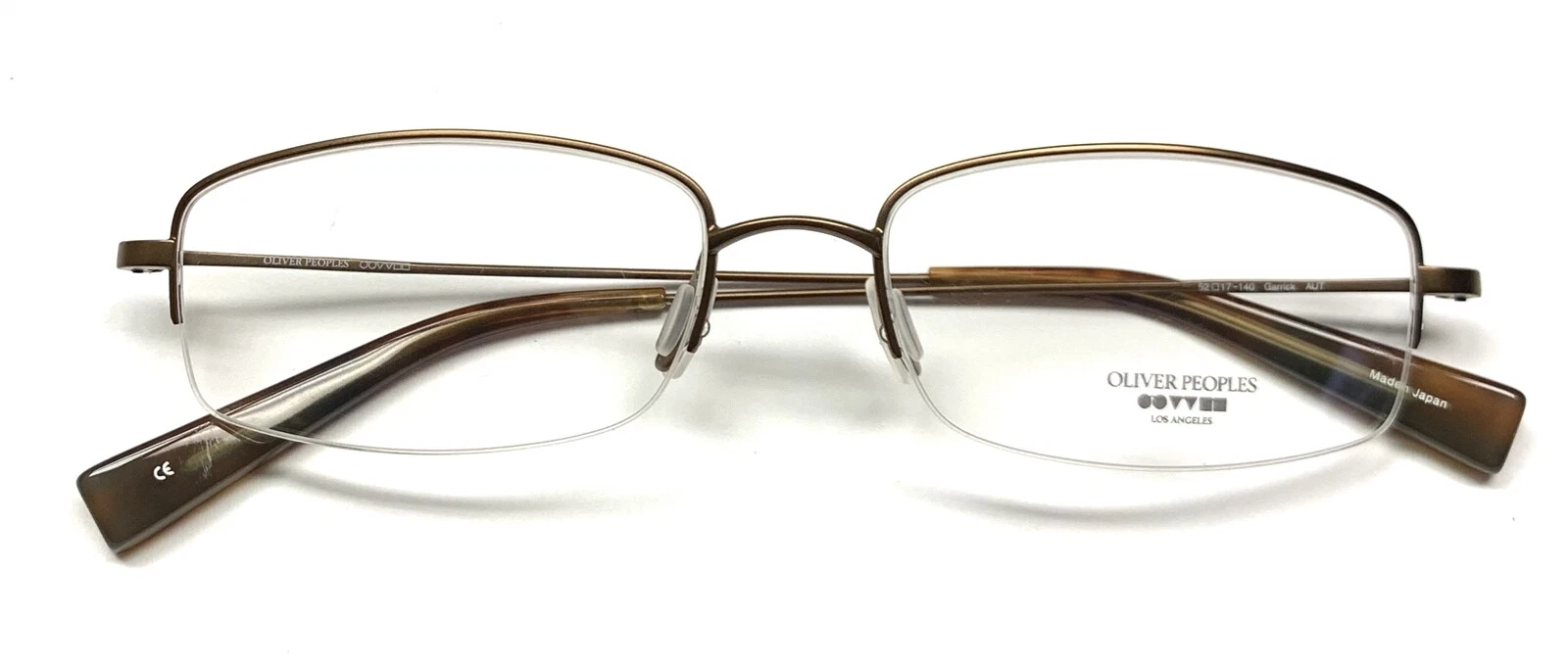 Oliver Peoples Garrick Half Rimless Eyeglasses Glasses Titanium Matte Brown 52mm
