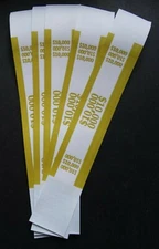 5 - Mustard $10,000 Cash Money Self-Sealing Straps Currency Bands 