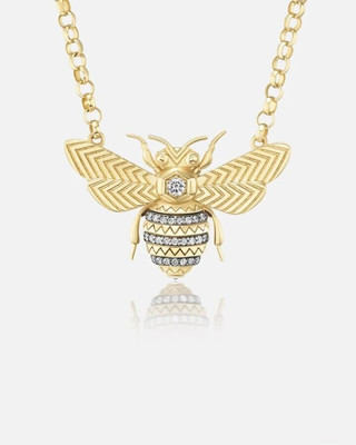 1.0 Ct Round Cut Simulated Diamond New Honey Bee Pendant Necklace 925 Silver 18''