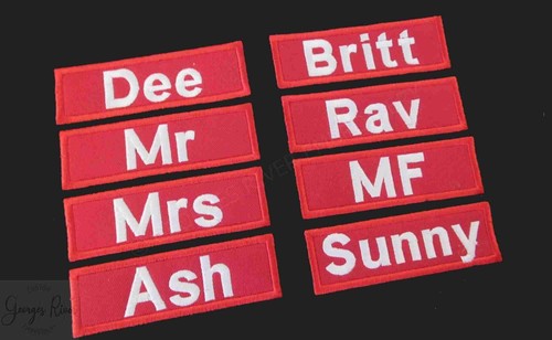 CUSTOM Personalized Sew On Embroidered Name Patch Rectangle 12cm x 3cm - Picture 2 of 9