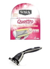 Compatible Razor + Schick Quattro for Women Cartridges, 4 Ct  + Eyebrow Trimmer