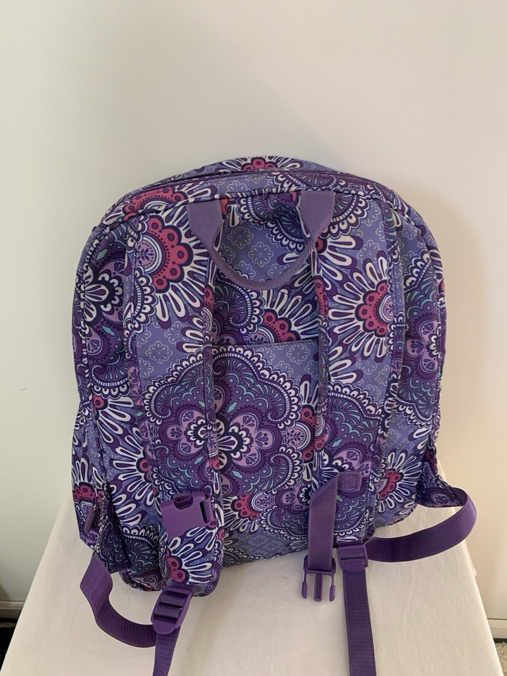 Vera Bradley Backpack Lilac Medallion Adjustable Straps Zippered