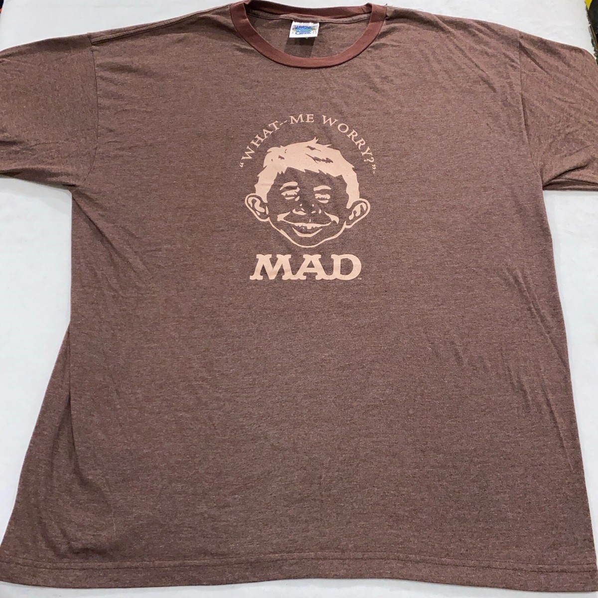 vtg 90s MAD MAGAZINE - WHAT ME WORRY? RINGER T-Shirt XL alfred e