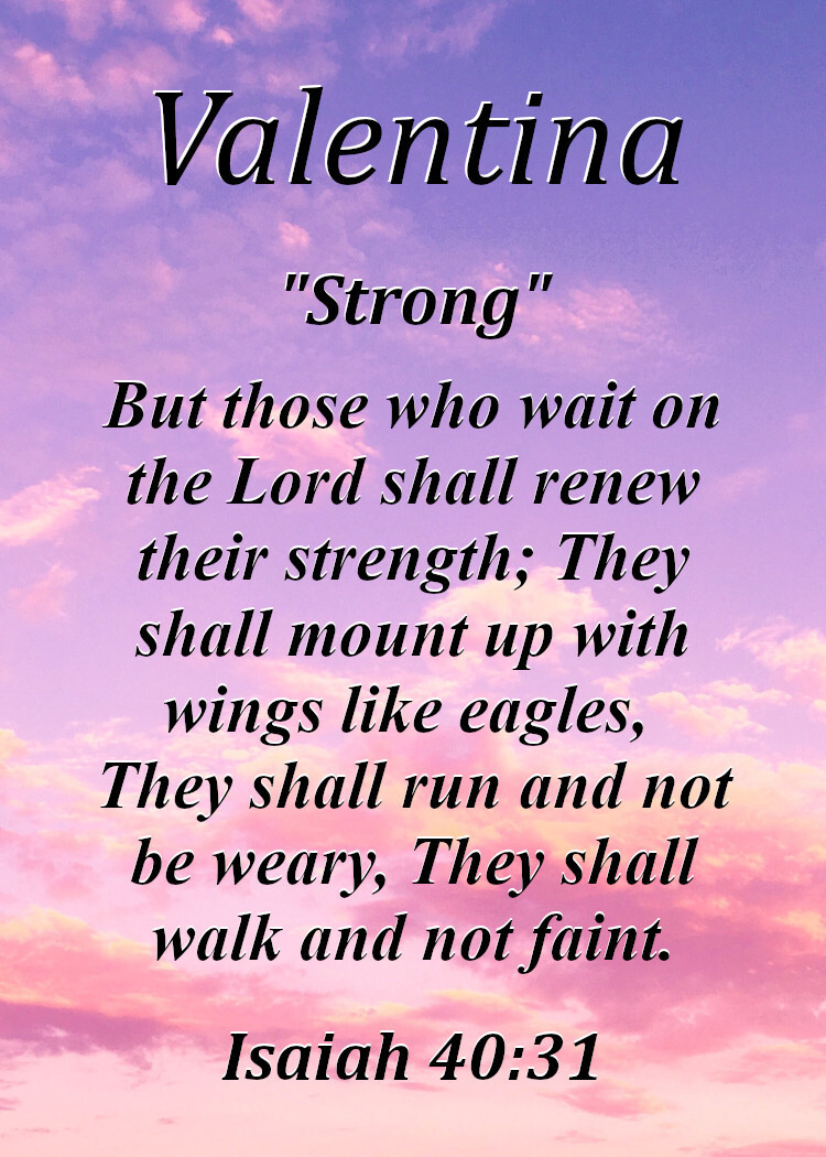 Valentina &ldquo;Strong&rdquo; Keepsake Name Meaning Card with Bible Verse | eBay