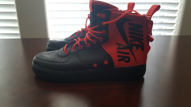 sf air force 1 mid habanero red black