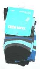 Kids' Striped Multi-Color Crew 3-Pair Socks Sock Size 6-8.5