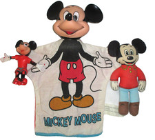VINTAGE DISNEY - MICKEY MOUSE HAND PUPPET plush lot CUTE CB4A