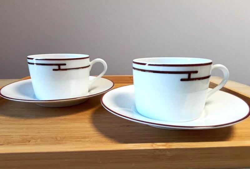 HERMES Rythme プレート 2枚セット Hermes Rythme Red Tea Cup Saucer Tableware 2 set Coffee Cafe Latte