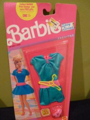 Barbie Doll Easy Living Fashion 772 NIP Blue Pink Dress Mattel 1990 Hanger  Shoe
