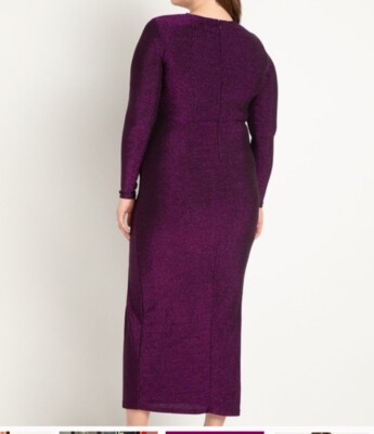 Eloquii Metallic Strappy Cutout Maxi Dress Evening Gown Size 14 Womens  Purple. | eBay