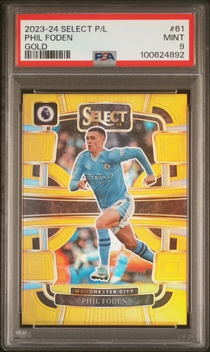 Phil Foden 2023-24 Panini Select Premier League EPL #61 Gold Prizm /10 PSA 9
