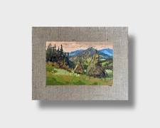Oil painting outskirts of Carpathian village Ukrainian painter Canvas original