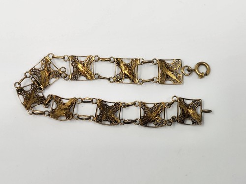 Antikes europäisches 835 Silber aufwendiges filigranes Gliederarmband 7,75 cm verziert - Bild 14 von 21
