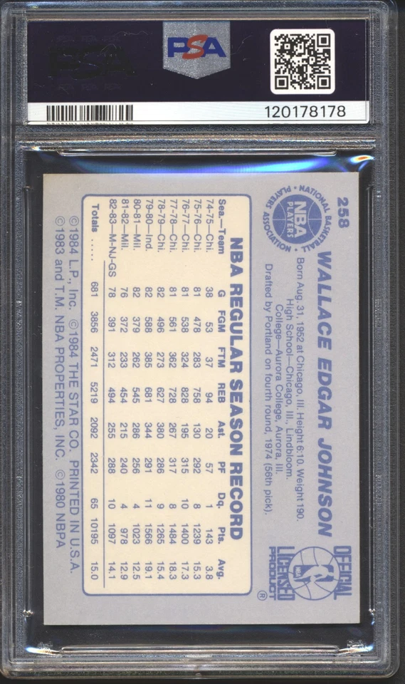 1983-84 Star AUTOGRAPH Mickey Johnson #257 Signed PSA 8 PSA/DNA Auto. 8 - Image 2 of 2