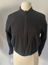 Lululemon 4 Black Bomber Texture Crop Jacket Full Zipper Lightweight Pack Light