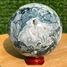 420G Natural Aquatic Agate Geode Ball Crystal Sphere Specimen Energy Healing