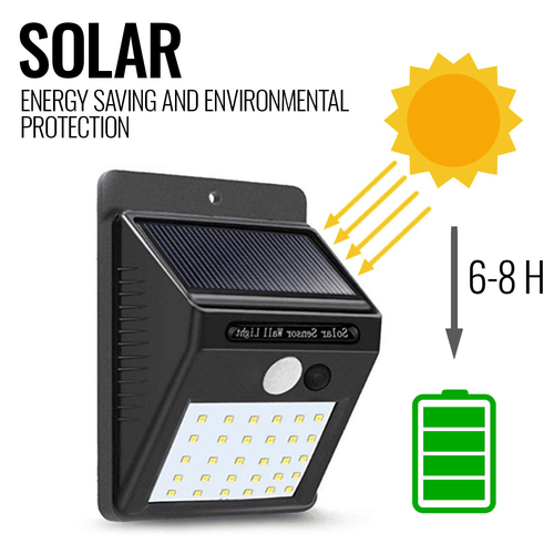 Motion Sensor Light Outdoor Solar Powered Security Lights 30 LED Wireless Flood