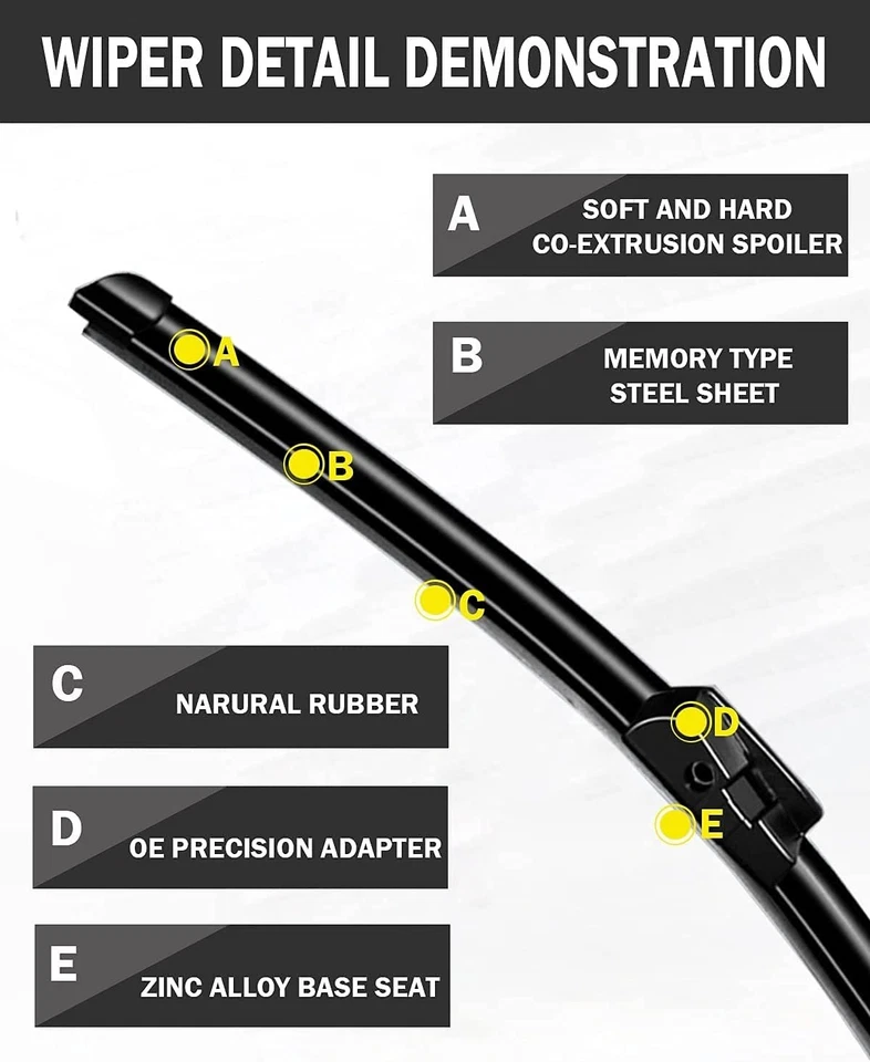 2-Pc Premium All Weather Front Wipers Replacement Set Fit For BMW X5 2010-2016 - Image 2 of 4