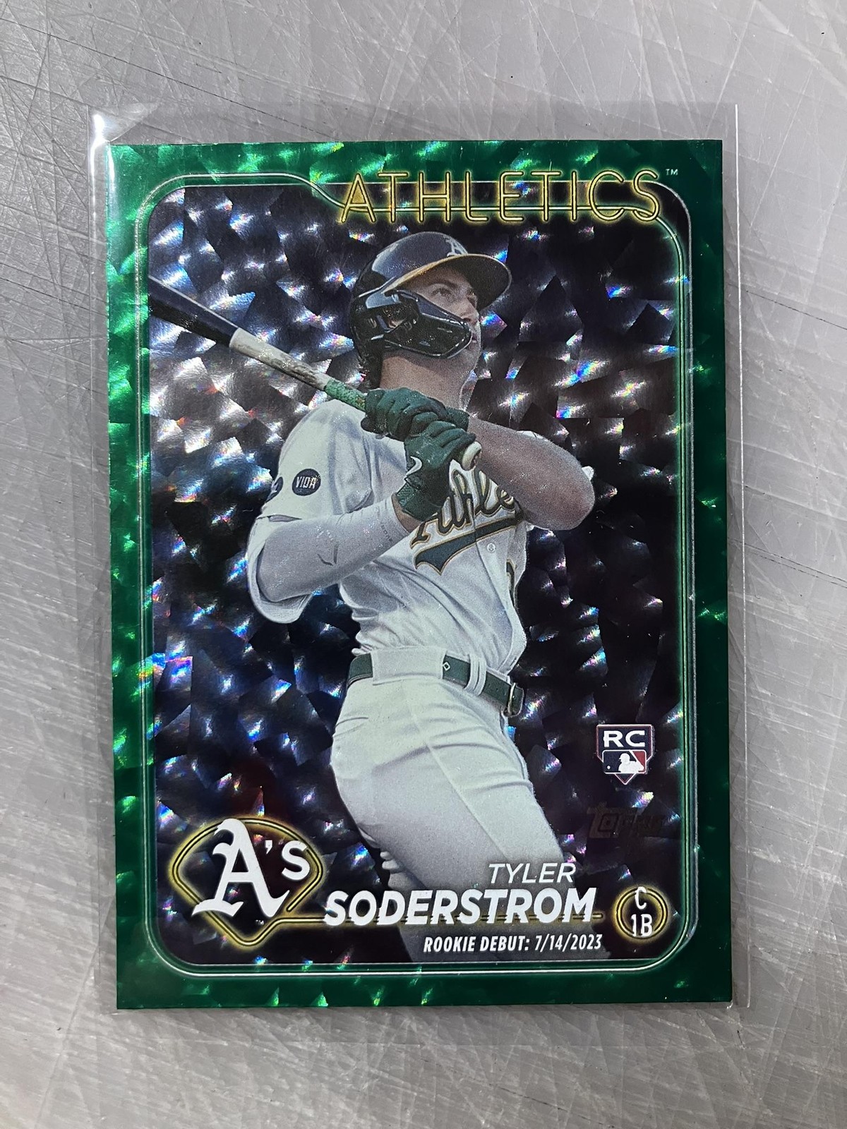 2024 Topps Update #US116 Tyler Soderstrom Green Crackle Foilboard #/499
