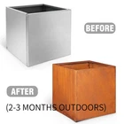 16 Inch Corten Steel Planter Box Rustic Flower Pot Garden Yard Deck Patio Decor
