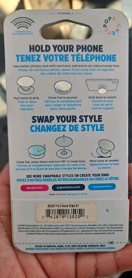 2xPopSockets - PopGrip Cell Phone Grip and Stand - Blue Nebula And Black Checker - Image 2 of 4