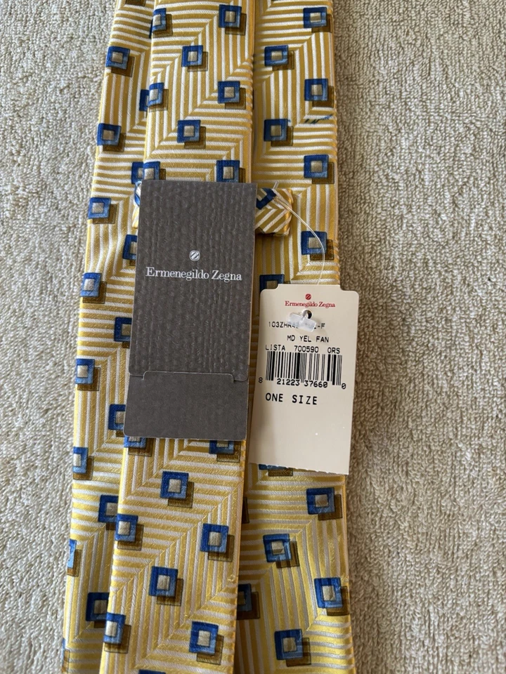 Corbata Ermenegildo Zegna Hombre Seda Geométrica Hecha en Italia Nueva con Etiquetas Foto 4 de 4