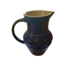 Well Equipped Kitchen Dark Blue w/ cream Interior Ceramic 8.63” Thailand Pitcher