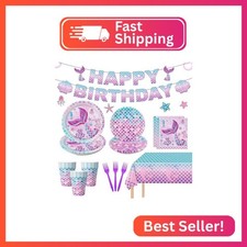 122Pcs Mermaid Birthday Party Decorations Set Mermaid Party Supplies Includes Pl
