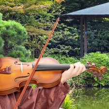 Glarry 4/4 Nature Violin Case Bow Rosin Shoulder Rest Tuner Redwood Accessories