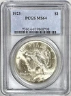 1923 PEACE SILVER DOLLAR PCGS MS64
