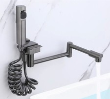 Brass Foldable Wall Mount Spout Kitchen Sink Tap Single Cold Faucet W/Sprayer