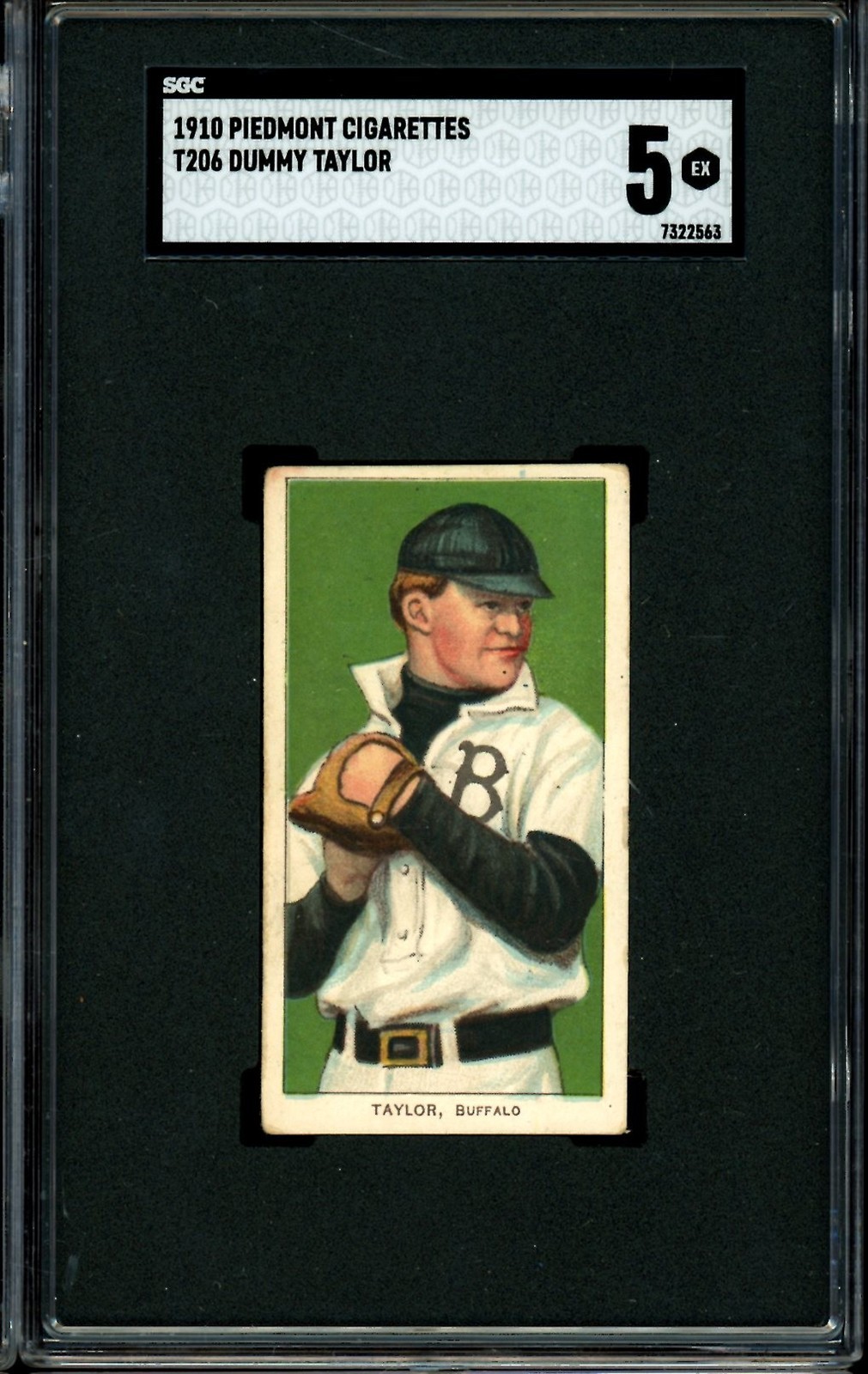 1909-11 T206 Piedmont Cigarettes Baseball Dummy Taylor SGC 5