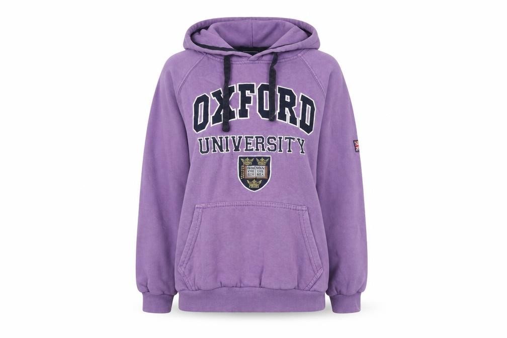 Sudadera con Capucha Pullover Oxford University Para Mujer Talla S Púrpura Manga Larga Informal Con Capucha