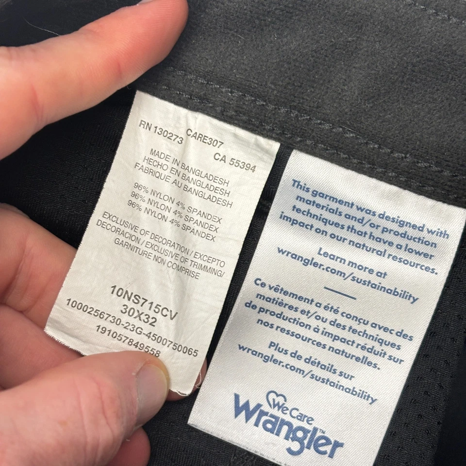 Pantalones Wrangler ATG para Hombres 30x32 Gris Nylon Elástico Cinturón Equipo Todo Terreno Senderismo Foto 3 de 4